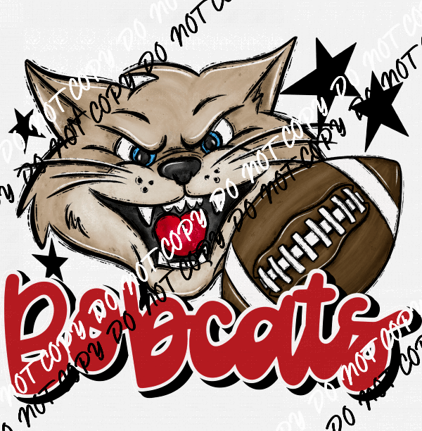Mascot Bobcats Football DTF Transfer (See Color Options) - We Print U Press DTF Transfers