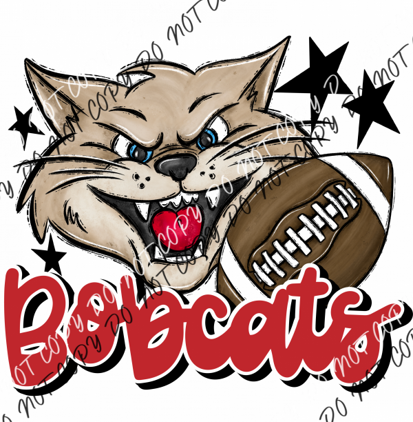 Mascot Bobcats Football Dtf Transfer (See Color Options) Pocket Size 3 / Red Transfers