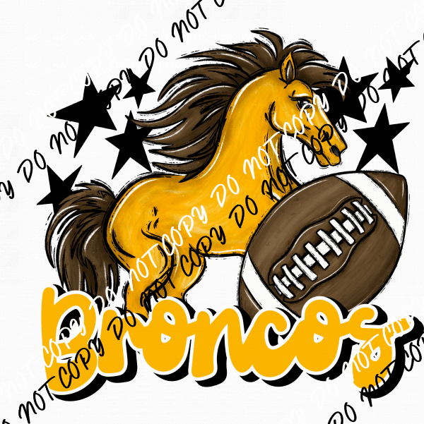 Mascot Broncos Football DTF Transfer (See Color Options) - We Print U Press DTF Transfers