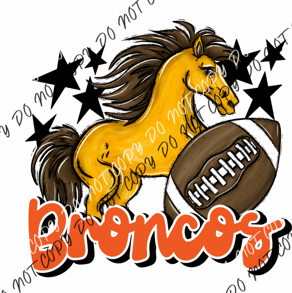 Mascot Broncos Football Dtf Transfer (See Color Options) Pocket Size 3 / Orange Transfers