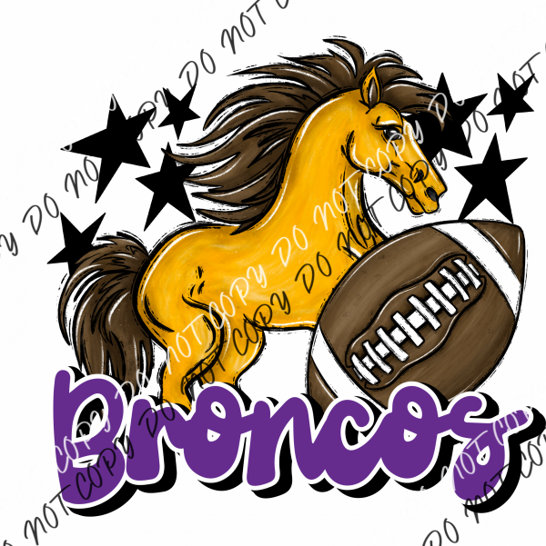 Mascot Broncos Football Dtf Transfer (See Color Options) Pocket Size 3 / Purple Transfers