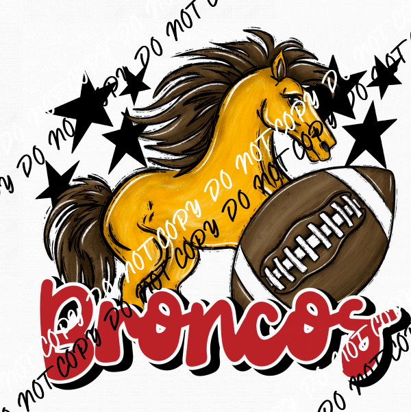 Mascot Broncos Football DTF Transfer (See Color Options) - We Print U Press DTF Transfers