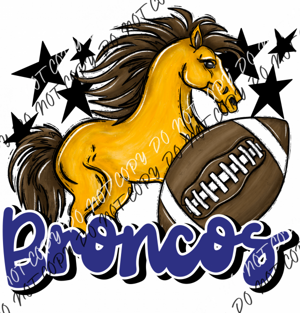 Mascot Broncos Football Dtf Transfer (See Color Options) Pocket Size 3 / Royal Transfers