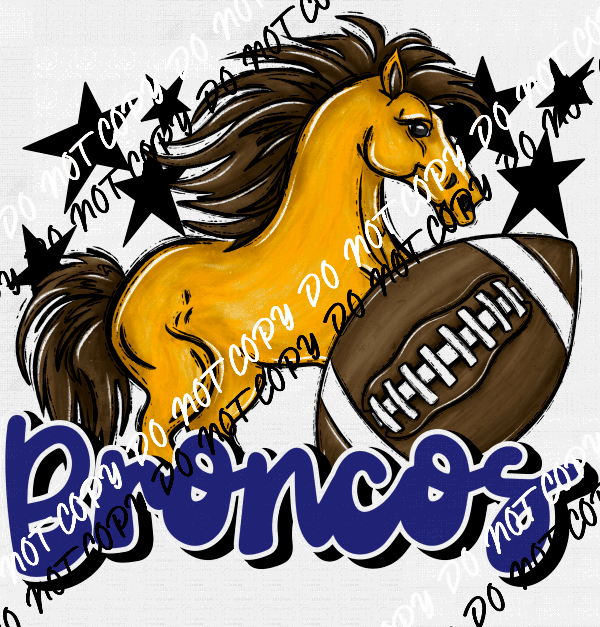 Mascot Broncos Football DTF Transfer (See Color Options) - We Print U Press DTF Transfers