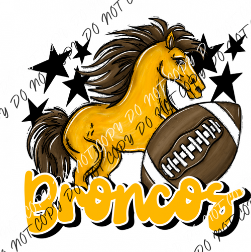 Mascot Broncos Football Dtf Transfer (See Color Options) Pocket Size 3 / Yellow Gold Transfers