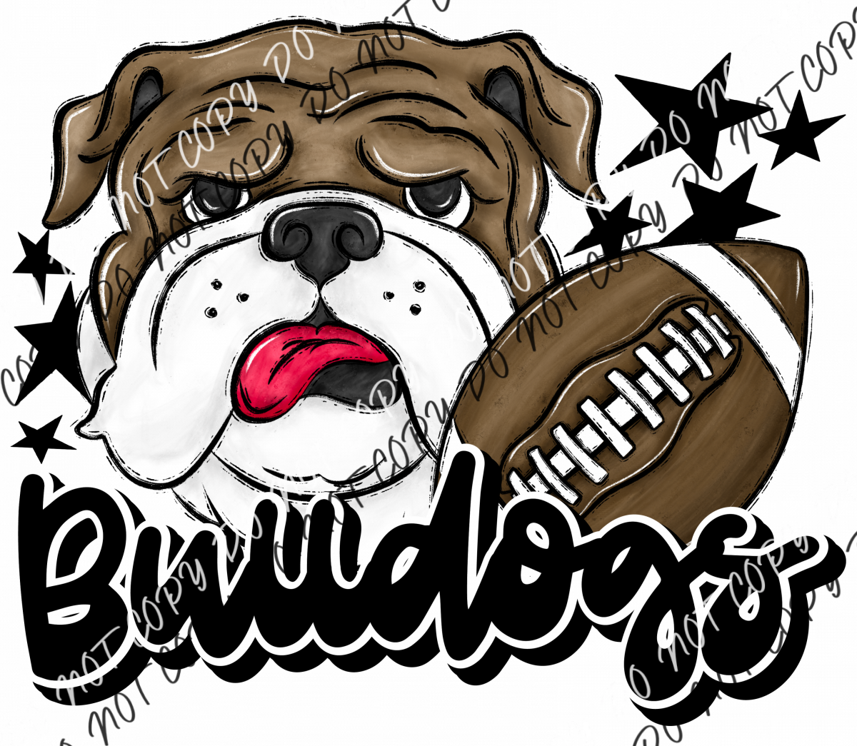 Mascot Bulldogs Football Dtf Transfer (See Color Options) Pocket Size 3 / Black Transfers