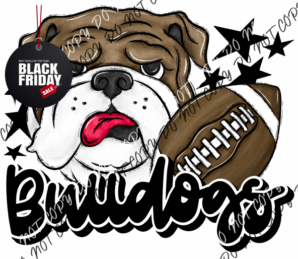 Mascot Bulldogs Football Dtf Transfer (See Color Options) Pocket Size 3 / Black Transfers