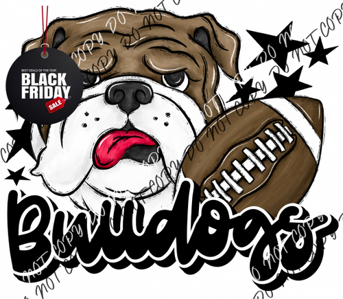 Mascot Bulldogs Football Dtf Transfer (See Color Options) Pocket Size 3 / Black Transfers