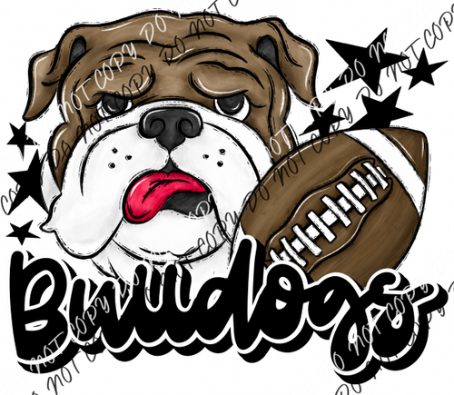 Mascot Bulldogs Football Dtf Transfer (See Color Options) Pocket Size 3 / Black Transfers