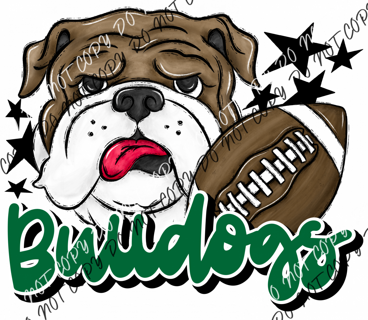 Mascot Bulldogs Football Dtf Transfer (See Color Options) Pocket Size 3 / Green Transfers