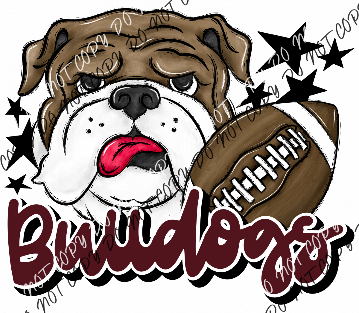 Mascot Bulldogs Football Dtf Transfer (See Color Options) Pocket Size 3 / Maroon Transfers