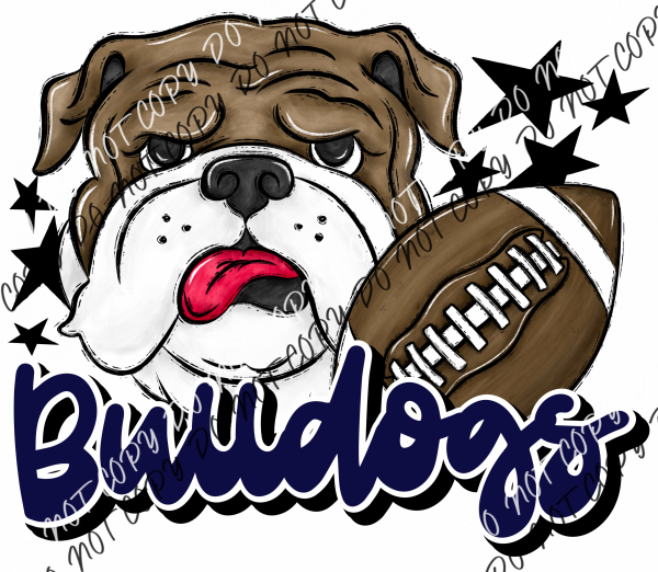 Mascot Bulldogs Football Dtf Transfer (See Color Options) Pocket Size 3 / Navy Transfers