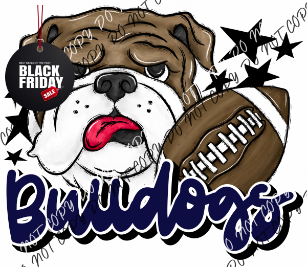 Mascot Bulldogs Football Dtf Transfer (See Color Options) Pocket Size 3 / Navy Transfers