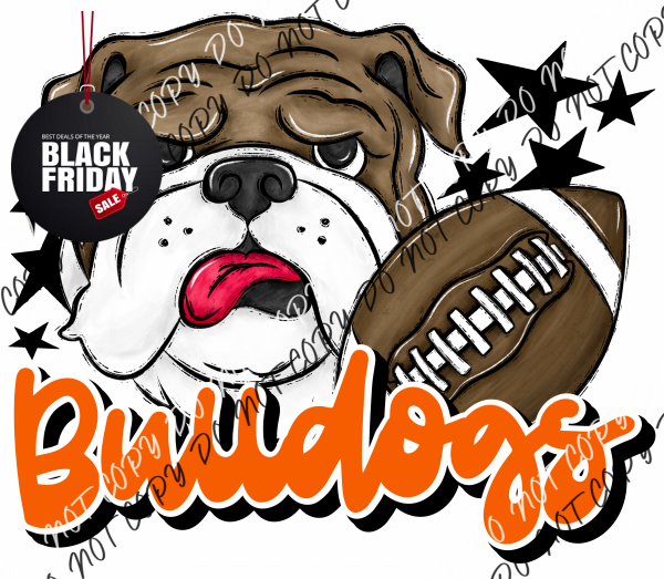 Mascot Bulldogs Football Dtf Transfer (See Color Options) Pocket Size 3 / Orange Transfers