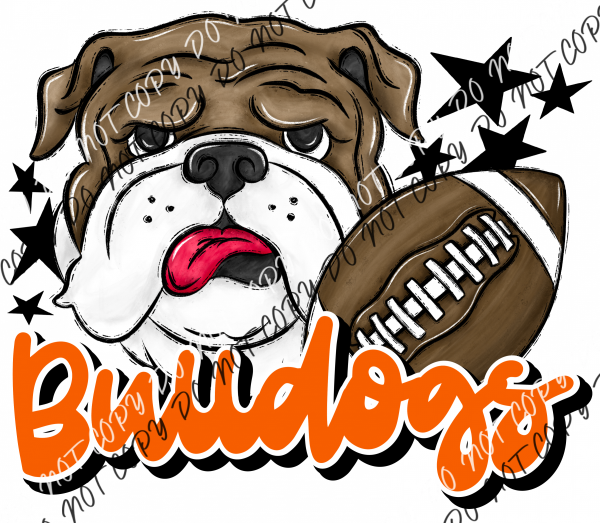 Mascot Bulldogs Football Dtf Transfer (See Color Options) Pocket Size 3 / Orange Transfers