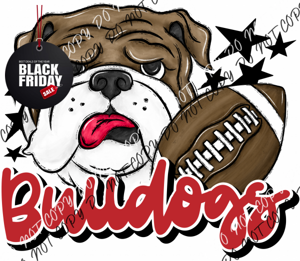 Mascot Bulldogs Football Dtf Transfer (See Color Options) Pocket Size 3 / Red Transfers