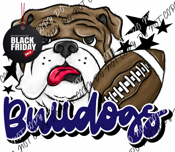 Mascot Bulldogs Football Dtf Transfer (See Color Options) Pocket Size 3 / Royal Transfers