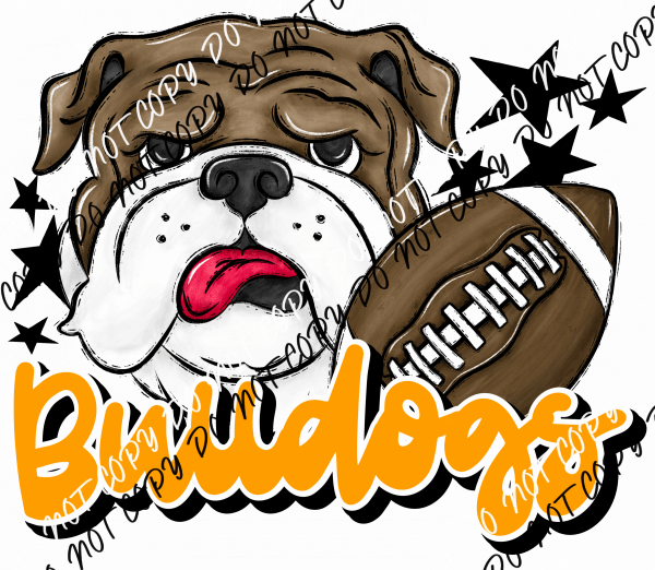 Mascot Bulldogs Football DTF Transfer (See Color Options) - We Print U Press DTF Transfers