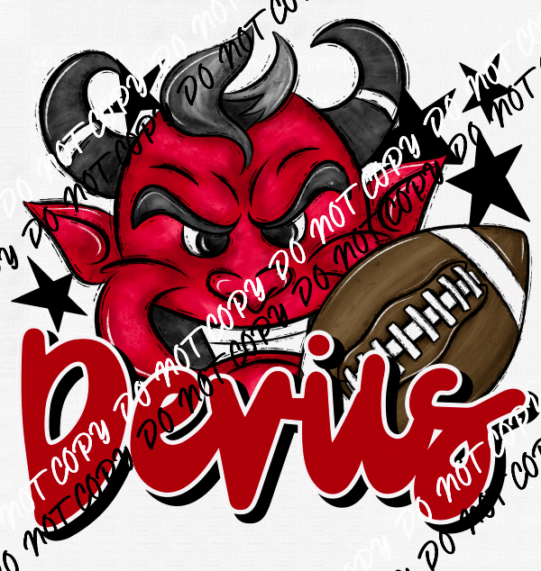 Mascot Devils Football DTF Transfer (See Color Options) - We Print U Press DTF Transfers