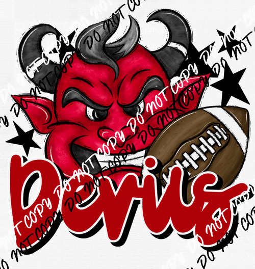 Mascot Devils Football DTF Transfer (See Color Options) - We Print U Press DTF Transfers