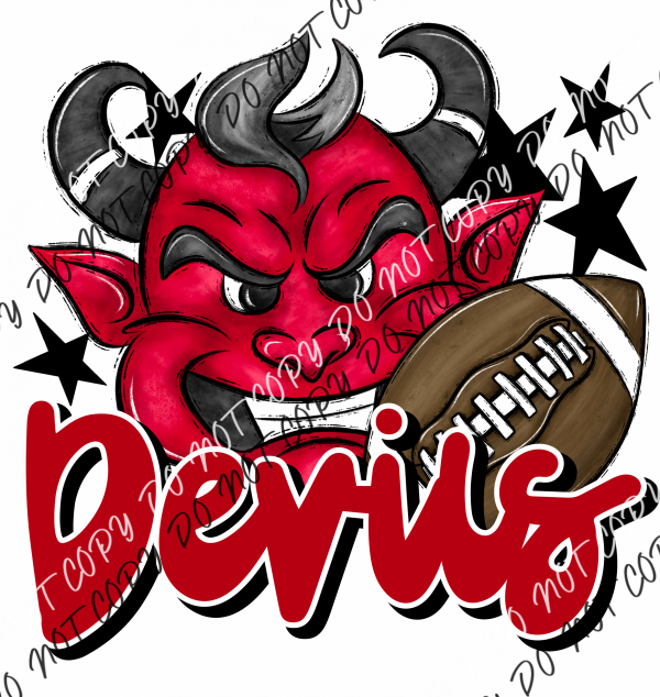 Mascot Devils Football Dtf Transfer (See Color Options) Pocket Size 3 / Red Transfers