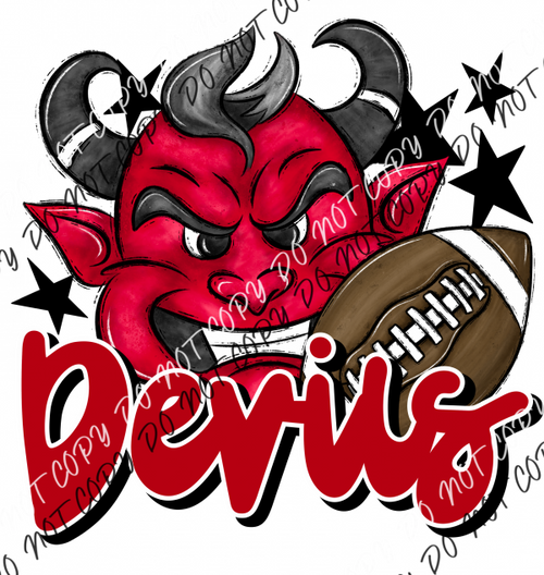 Mascot Devils Football Dtf Transfer (See Color Options) Pocket Size 3 / Red Transfers