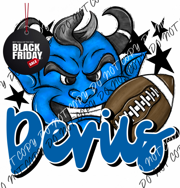 Mascot Devils Football Dtf Transfer (See Color Options) Pocket Size 3 / Blue Transfers