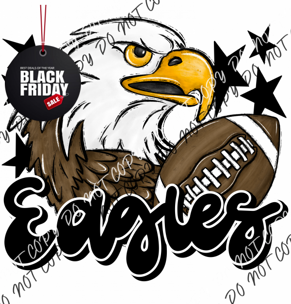 Mascot Eagles Football Dtf Transfer (See Color Options) Pocket Size 3 / Black Transfers