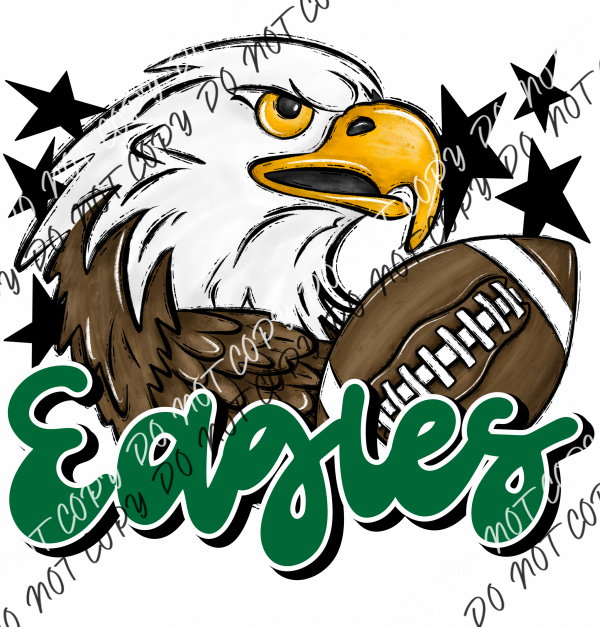 Mascot Eagles Football Dtf Transfer (See Color Options) Pocket Size 3 / Green Transfers