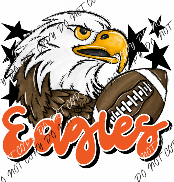 Mascot Eagles Football Dtf Transfer (See Color Options) Pocket Size 3 / Orange Transfers