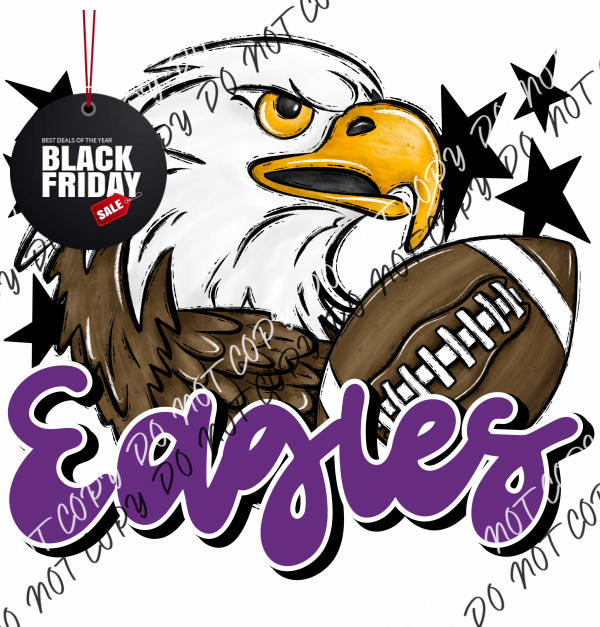 Mascot Eagles Football Dtf Transfer (See Color Options) Pocket Size 3 / Purple Transfers