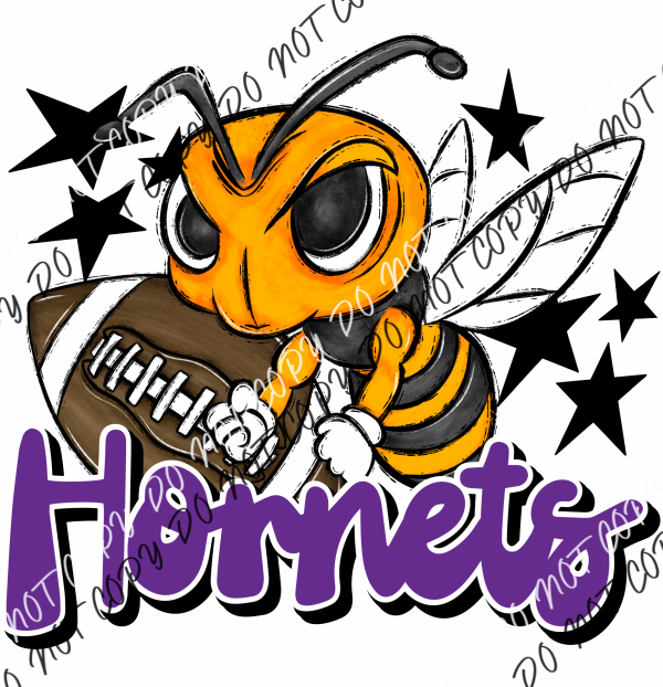 Mascot Hornets Football Dtf Transfer (See Color Options) Pocket Size 3 / Purple Transfers