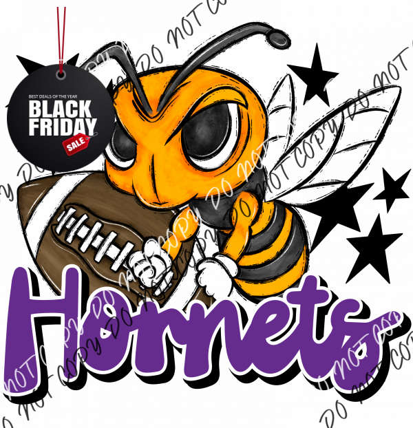 Mascot Hornets Football Dtf Transfer (See Color Options) Pocket Size 3 / Purple Transfers