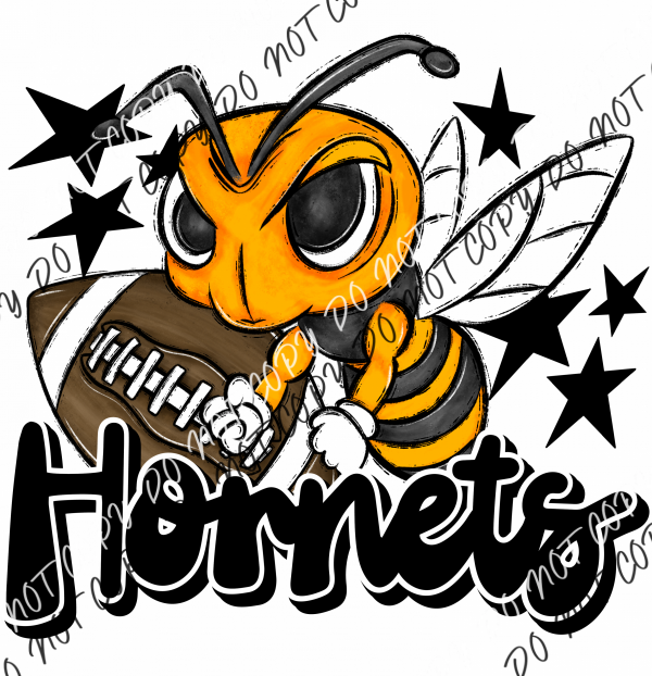 Mascot Hornets Football Dtf Transfer (See Color Options) Pocket Size 3 / Black Transfers