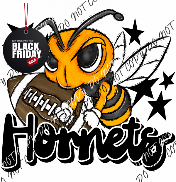 Mascot Hornets Football Dtf Transfer (See Color Options) Pocket Size 3 / Black Transfers