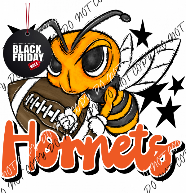 Mascot Hornets Football Dtf Transfer (See Color Options) Pocket Size 3 / Orange Transfers