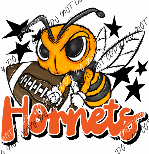 Mascot Hornets Football Dtf Transfer (See Color Options) Pocket Size 3 / Orange Transfers