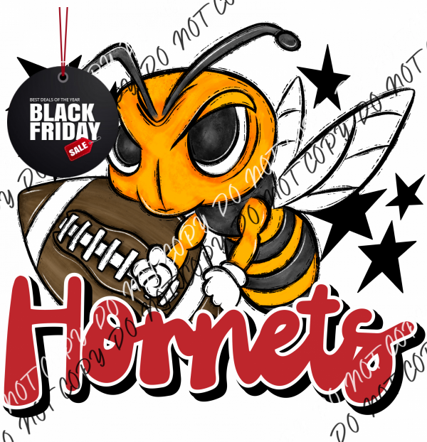 Mascot Hornets Football Dtf Transfer (See Color Options) Pocket Size 3 / Red Transfers