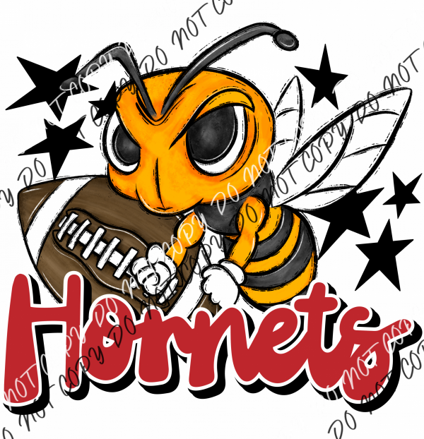 Mascot Hornets Football Dtf Transfer (See Color Options) Pocket Size 3 / Red Transfers