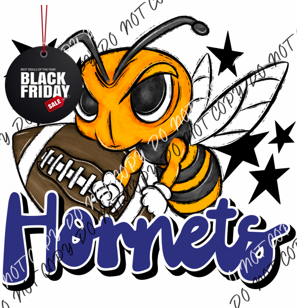 Mascot Hornets Football Dtf Transfer (See Color Options) Pocket Size 3 / Royal Transfers