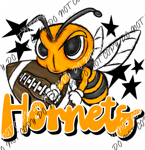 Mascot Hornets Football Dtf Transfer (See Color Options) Pocket Size 3 / Yellow Transfers