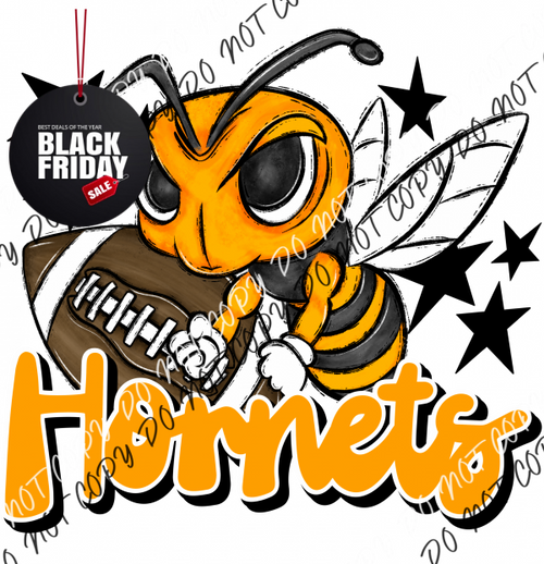 Mascot Hornets Football Dtf Transfer (See Color Options) Pocket Size 3 / Yellow Transfers