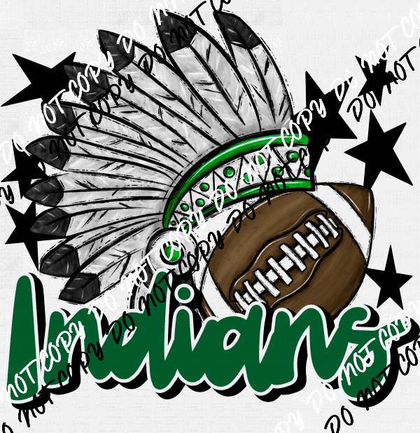 Mascot Indians Football DTF Transfer (See Color Options) - We Print U Press DTF Transfers