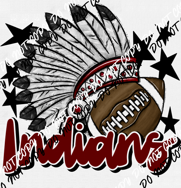 Mascot Indians Football DTF Transfer (See Color Options) - We Print U Press DTF Transfers