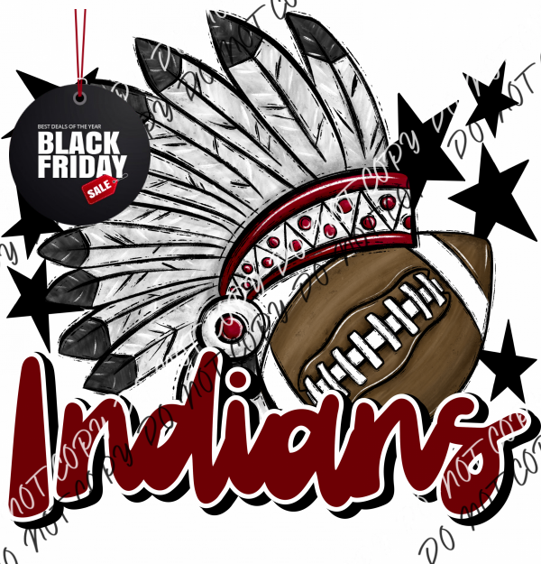 Mascot Indians Football Dtf Transfer (See Color Options) Pocket Size 3 / Maroon Transfers