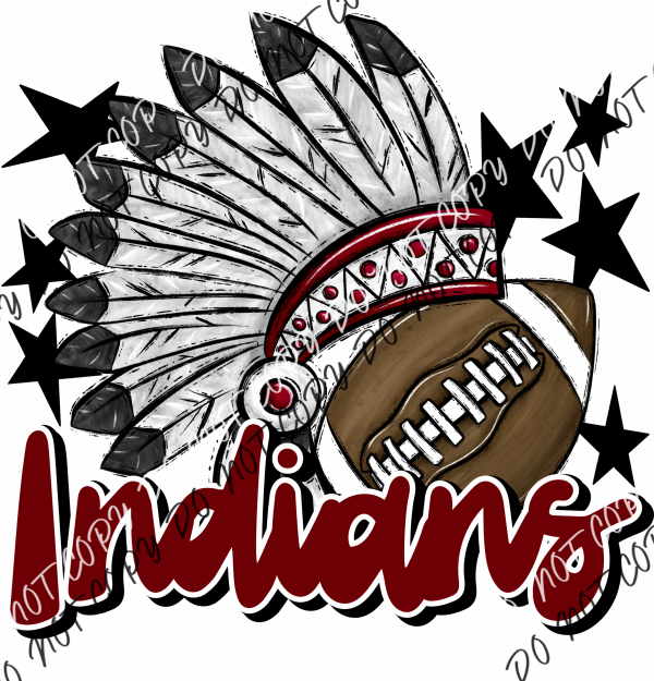 Mascot Indians Football Dtf Transfer (See Color Options) Pocket Size 3 / Maroon Transfers