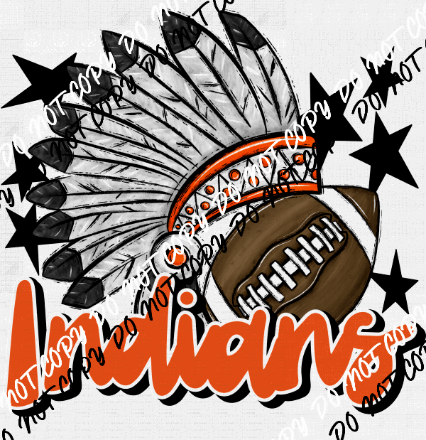 Mascot Indians Football DTF Transfer (See Color Options) - We Print U Press DTF Transfers