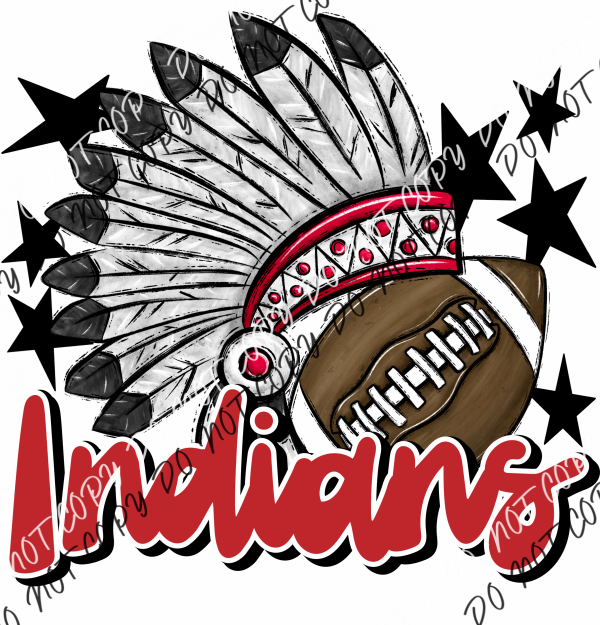 Mascot Indians Football Dtf Transfer (See Color Options) Pocket Size 3 / Red Transfers