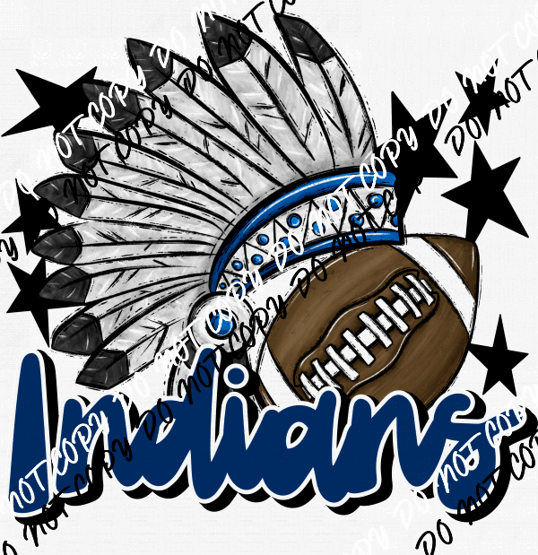 Mascot Indians Football DTF Transfer (See Color Options) - We Print U Press DTF Transfers