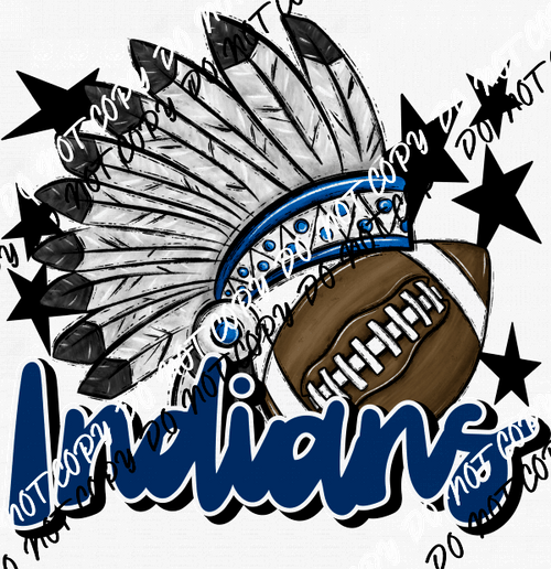 Mascot Indians Football DTF Transfer (See Color Options) - We Print U Press DTF Transfers